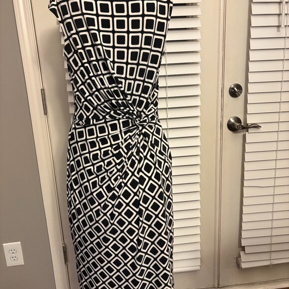 Lauren by Ralph Lauren Black & White Geometric Print Dress – Size 4 - Picture 1 of 6